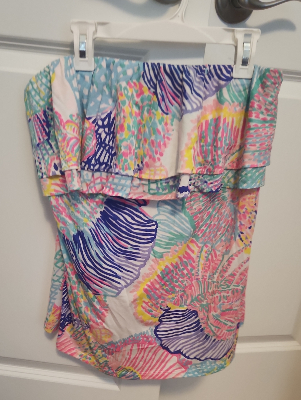 Lilly Pulitzer Strapless Ruffle Tropical Shell Print Top - Multi